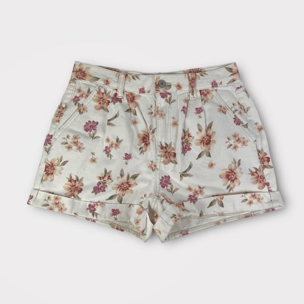 American Eagle Floral Printed Cuffed Mom Jean Shorts Size 6